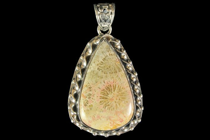 Million Year Old Fossil Coral Pendant - Sterling Silver #142276